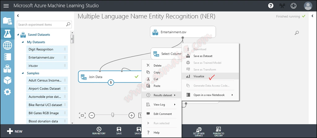 Azure Machine Learning Studio - Multiple Language Named Entity Recognition (NER) Text Analysis