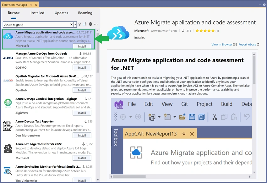 Azure migration application
