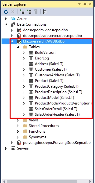 Azure Search - Customer table