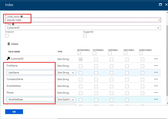 Azure Search - index