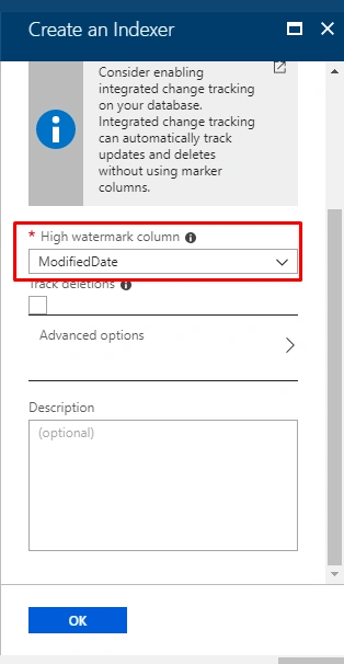 Azure Search - high watermark column