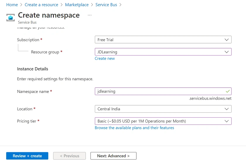 Azure Service Bus implementation using .NET Core 6 and Queue Trigger to fetch messages