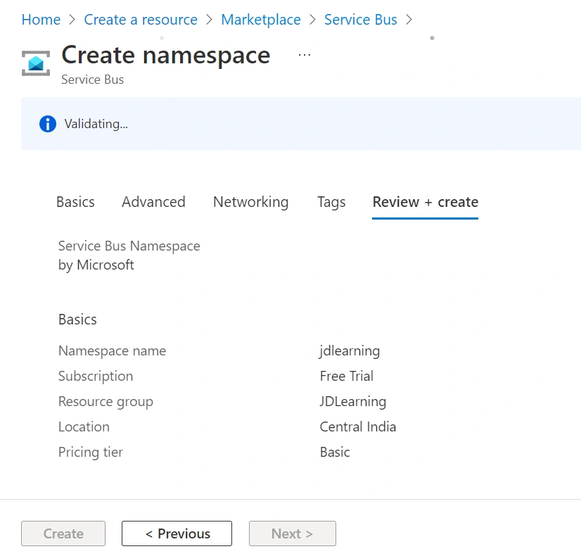 Azure Service Bus implementation using .NET Core 6 and Queue Trigger to fetch messages