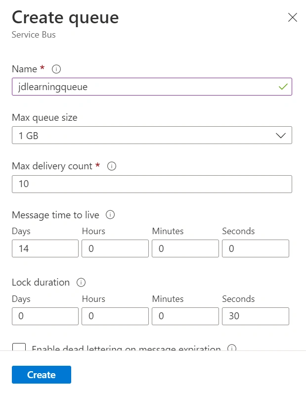 Azure Service Bus implementation using .NET Core 6 and Queue Trigger to fetch messages