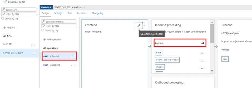 Azure Service Bus through APIM and generating a SAS Token