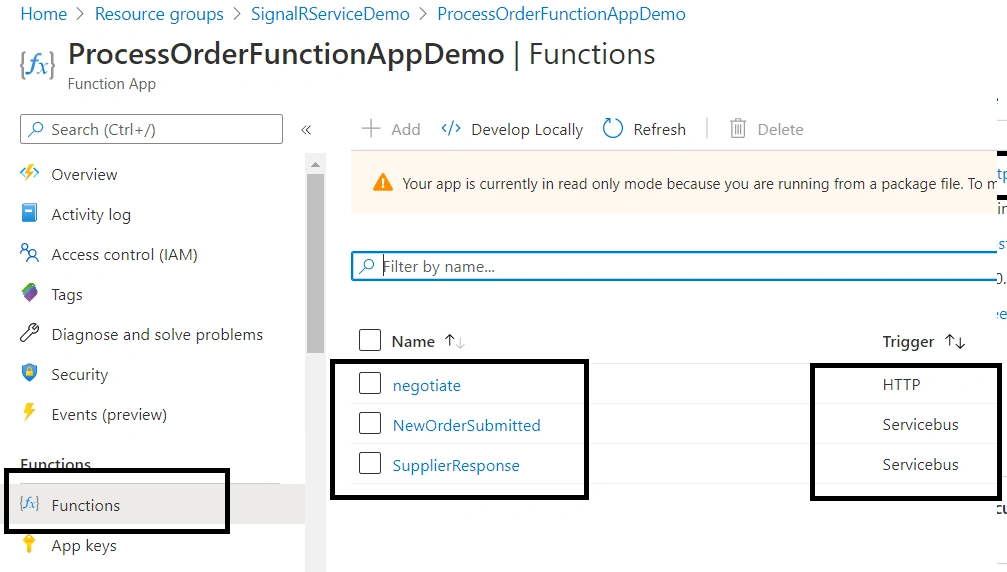 Azure SignalR Service With Azure Functions And Service Bus