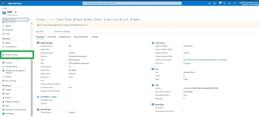 Disaster Recovery for Azure Virtual Machine