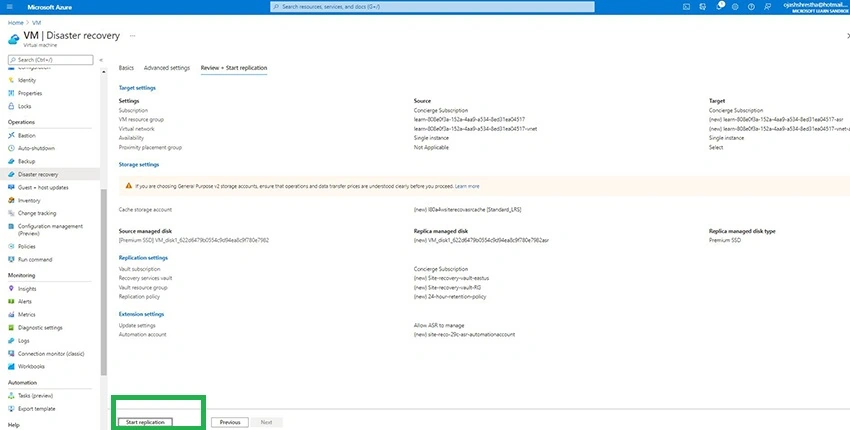 Disaster Recovery for Azure Virtual Machine