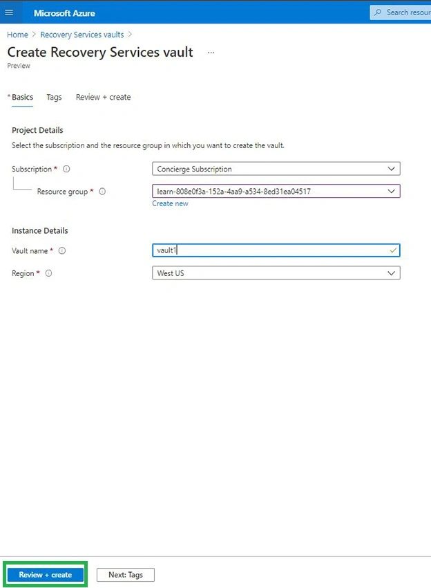 Recovery Vaults in Azure