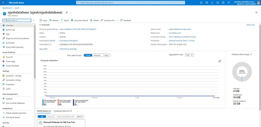 Create a Single Serverless Database in Azure