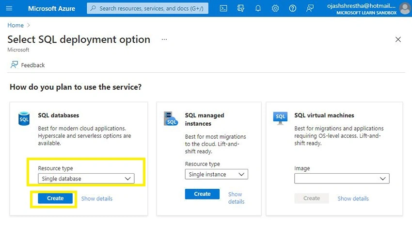 Create a Single Serverless Database in Azure
