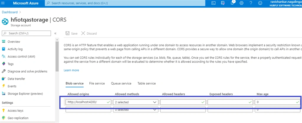 Azure Storage CORS Concepts