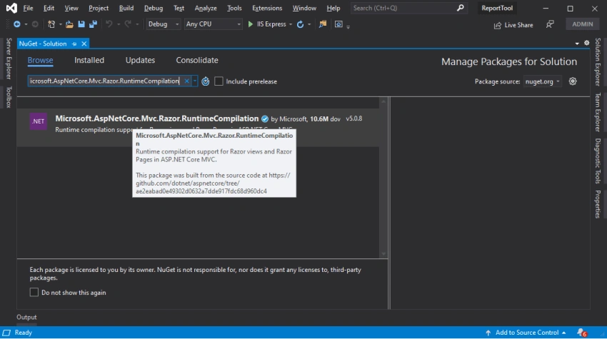Basic settingsconfiguration of .Net Core Web Application