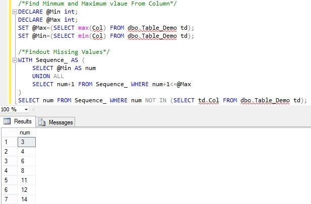 Find out missing Value From a column