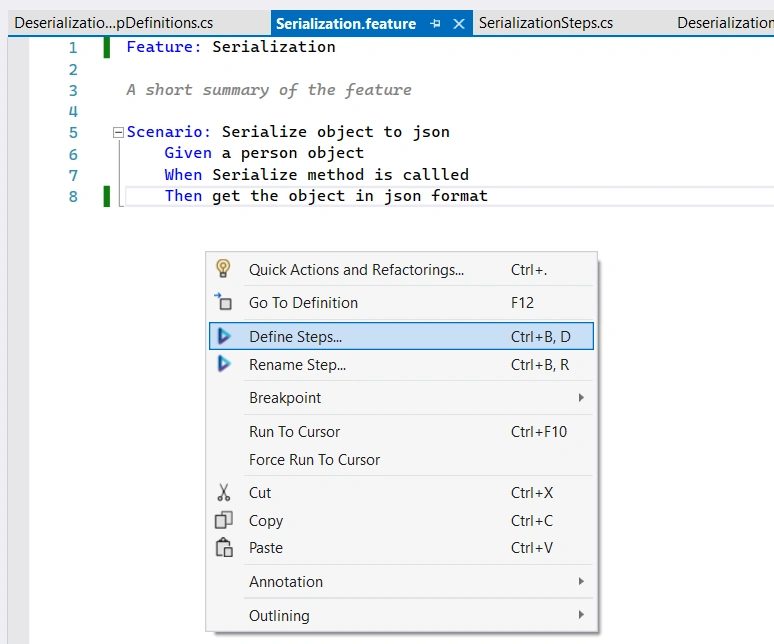 BDD in C# using SpecFlow