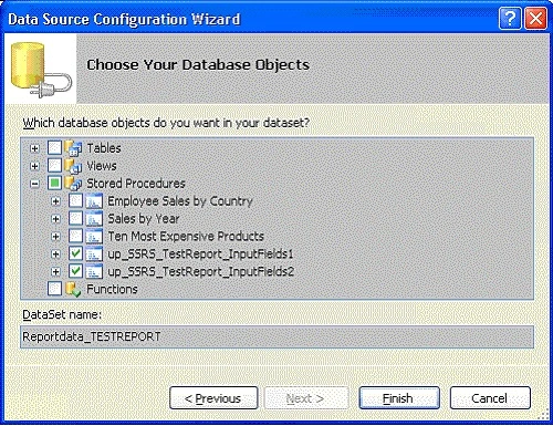 Choose your database objects