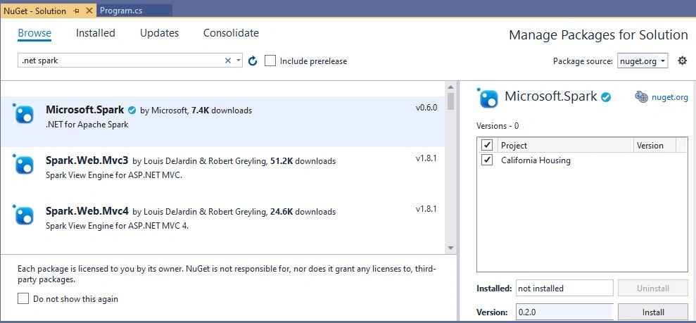 Big Data Analytics Using Apache Spark for .Net