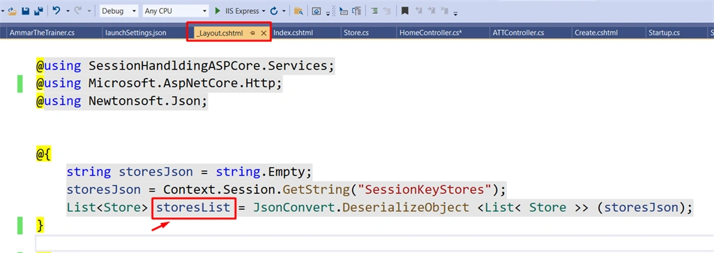Bind ASP Model to SelectList in _Layout page using Sessions in ASP.NET Core