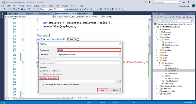 Bind Attribute In ASP.NET MVC