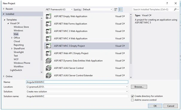 MVC 5 empty project
