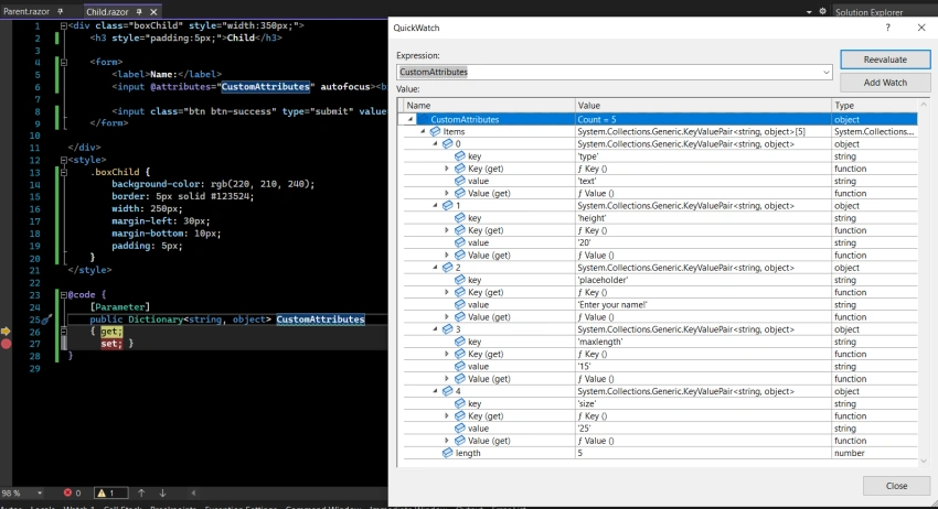 Bind multiple attributes using AttributeSplatting in Blazor