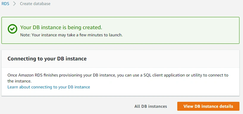 View DB instance details