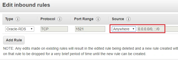 Edit Inbound rules