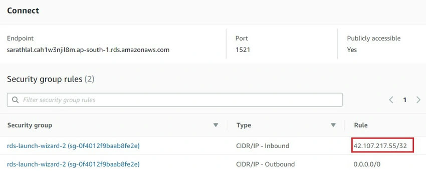 Inbound IP rule