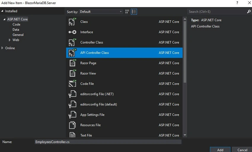 API controller class-