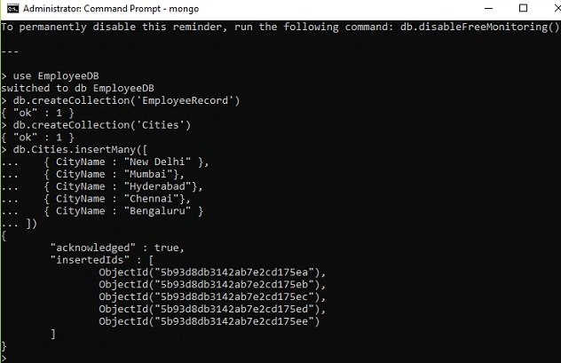 Command prompt mongo-.