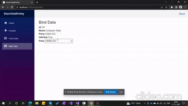 output one way data binding