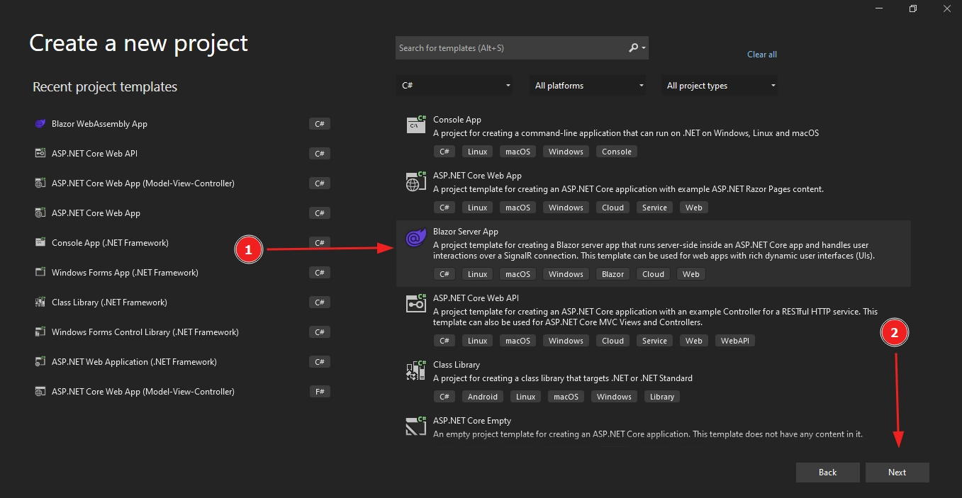 Create New Project Second Step