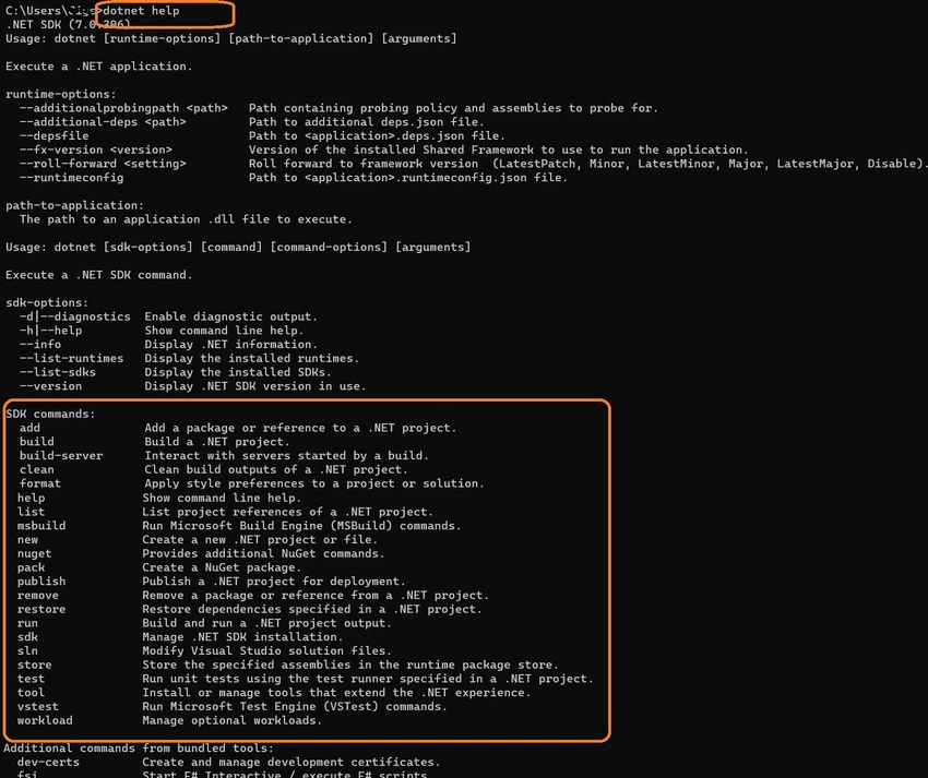 .Net Core Commands
