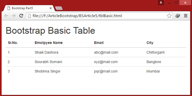 Basic Table Layout