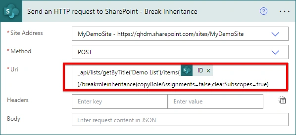 Break inheritance and set item-level permission using Power Automate