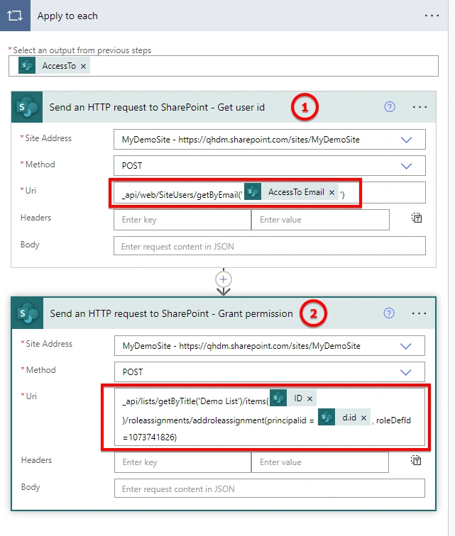 Break inheritance and set item-level permission using Power Automate