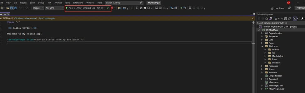 Blazor Hybrid App with .NET MAUI