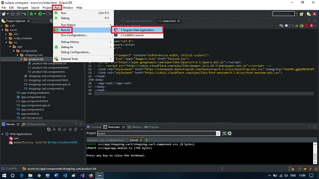 Using Eclipse Build A Simple Online Shopping Site With Angular IDE Plugin