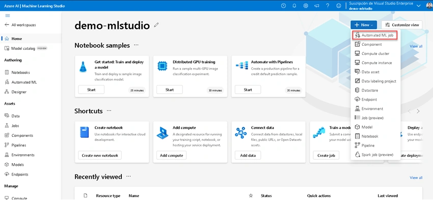 regression model of house renting Azure AutoML