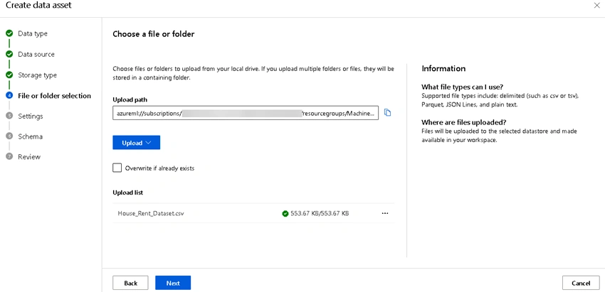 regression model of house renting Azure AutoML