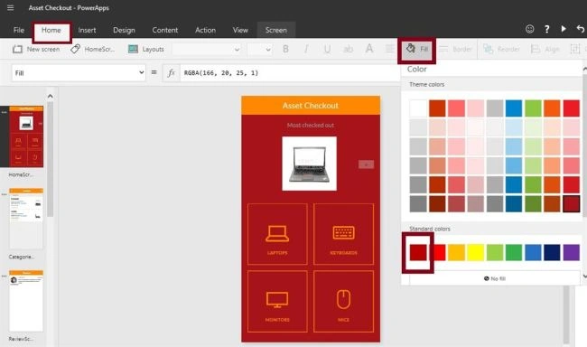 Change individual screen color