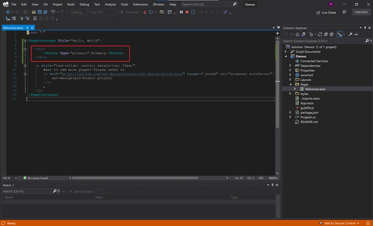 Build Blazor WebAssembly with Ant Design