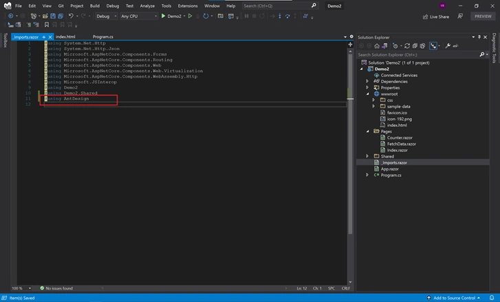 Build Blazor WebAssembly with Ant Design