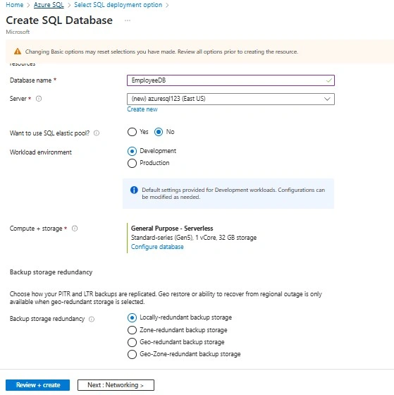 Create a database