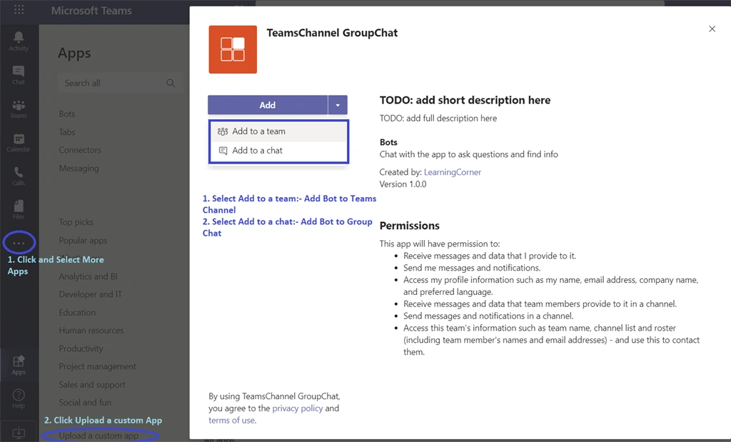 Add Conversation Bot To Microsoft Teams Channel And Group Chat
