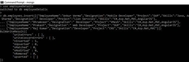 insert records in mongodb