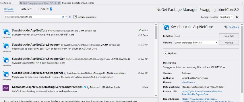 Build up swagger in asp.net core 2.2 Web API