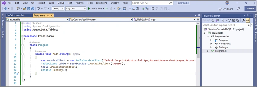 Build Your First Azure Storage Table