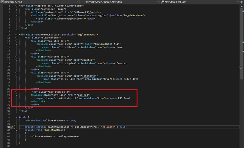 RSS feed page