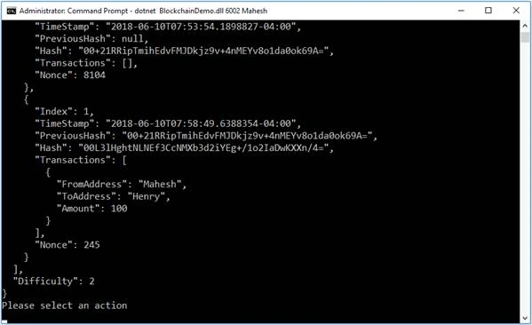 Blockchain in .NET Core